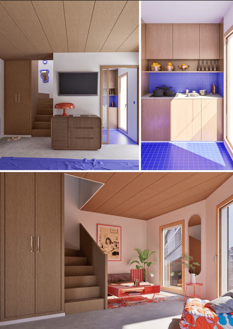 Perspective extérieure immeuble logement