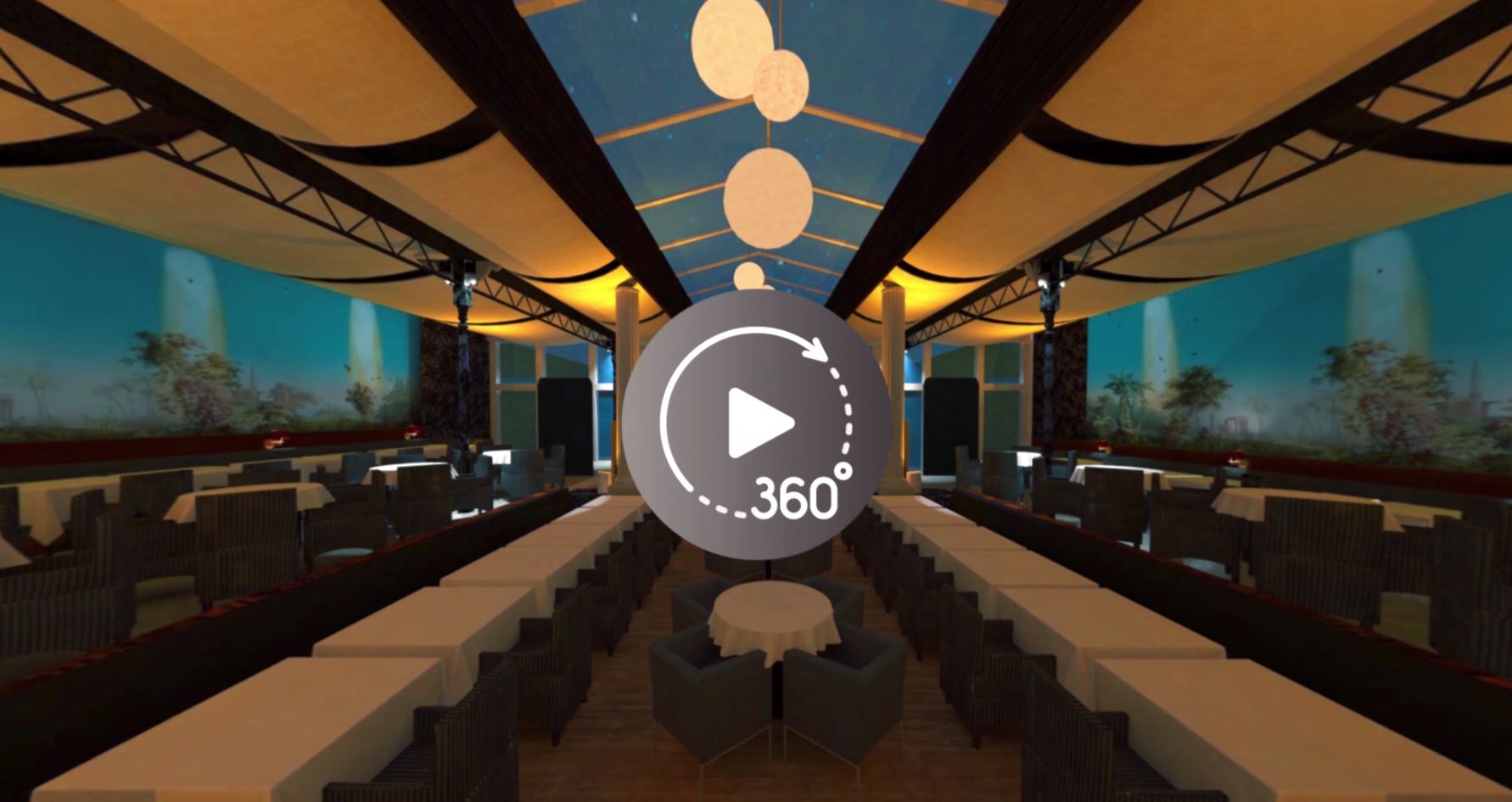 Création plan 3D avec intégration vidéo - Visionnable en 360° - Restaurant Paris 16ème
